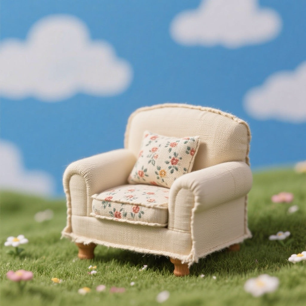 Miniature Countryside Armchair 1:6 scale– Handcrafted Doll-Sized Sofa for Vinyl Dolls,Dollhouse(3 colors)