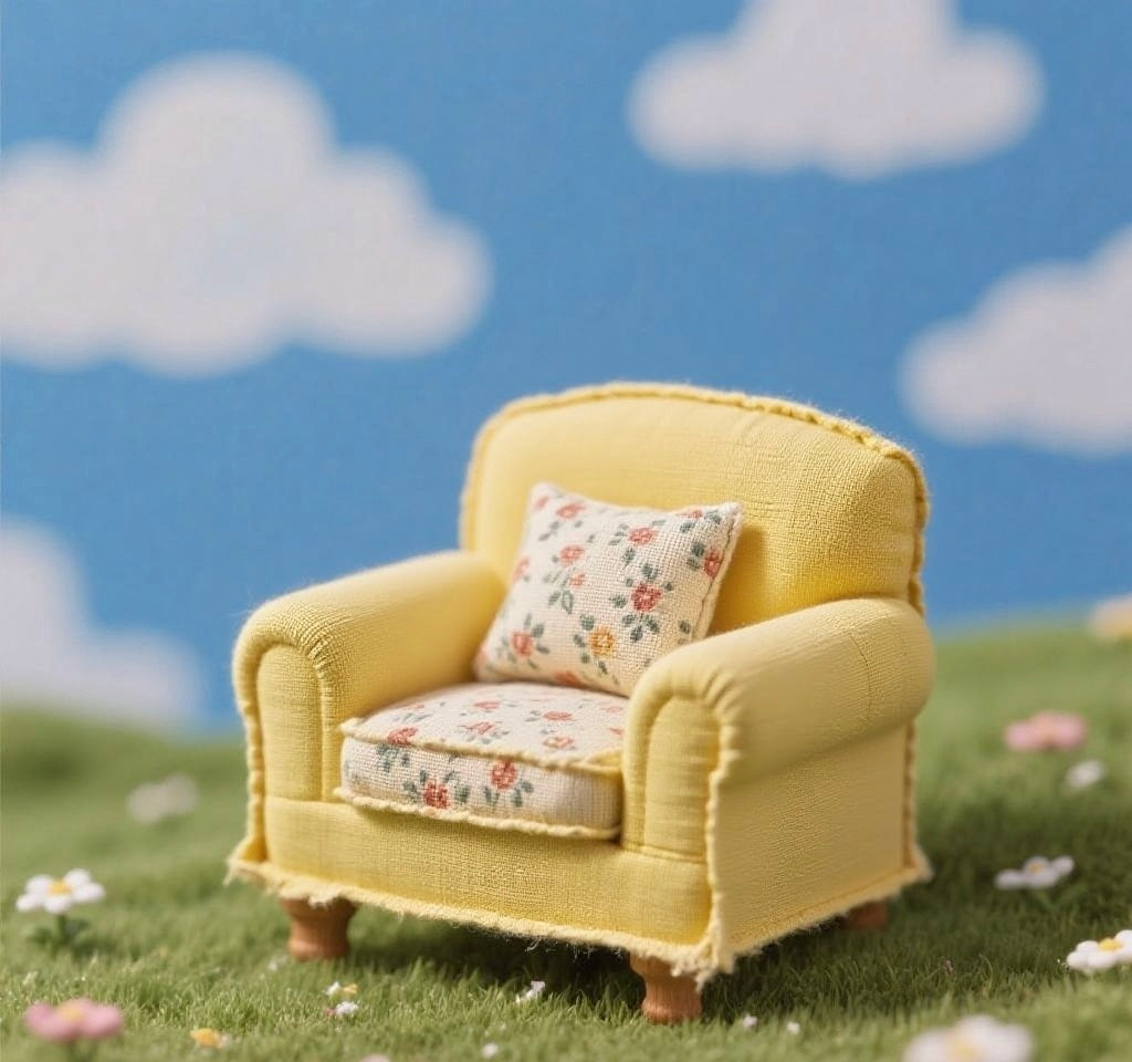 Miniature Countryside Armchair 1:6 scale– Handcrafted Doll-Sized Sofa for Vinyl Dolls,Dollhouse(3 colors)