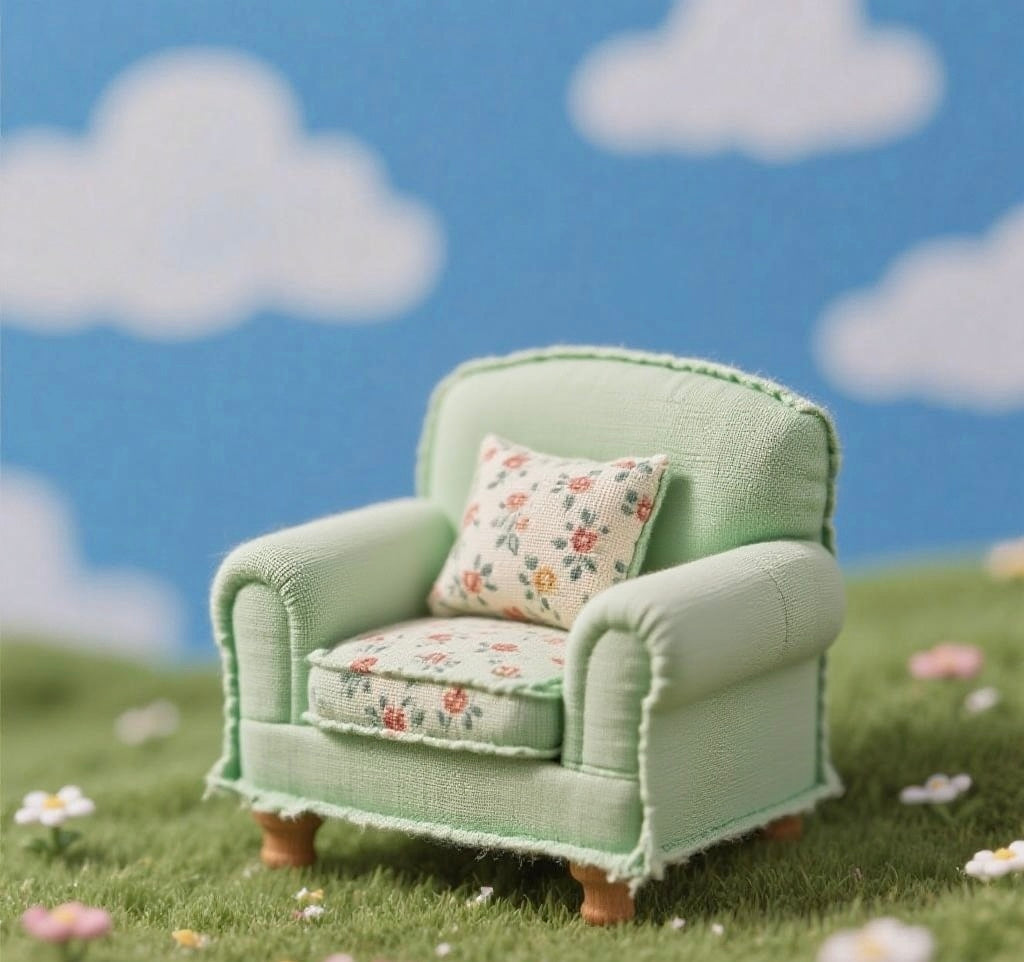 Miniature Countryside Armchair 1:6 scale– Handcrafted Doll-Sized Sofa for Vinyl Dolls,Dollhouse(3 colors)