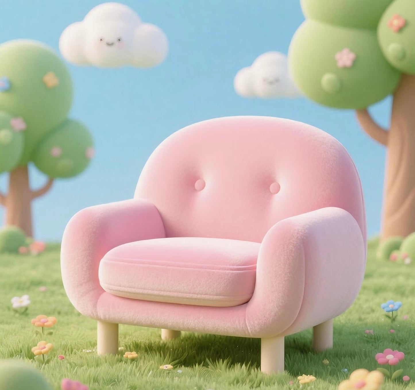 Adorable Tiny Armchair 1:6 scale- Velvety Soft with Chunky Wooden Feet 🧸 (Perfect for Dolls & Dioramas!)