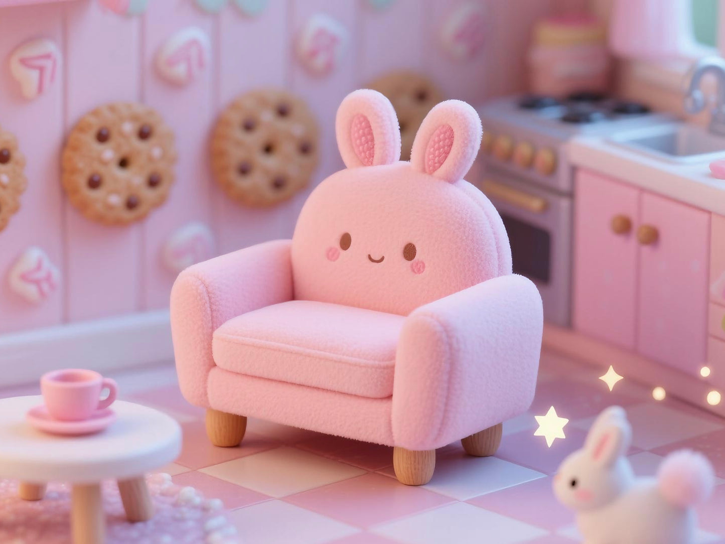 Miniature Sofa Set 1:6 scale| Cloud Star/Bear Ear/Bunny Style | Dollhouse Deco